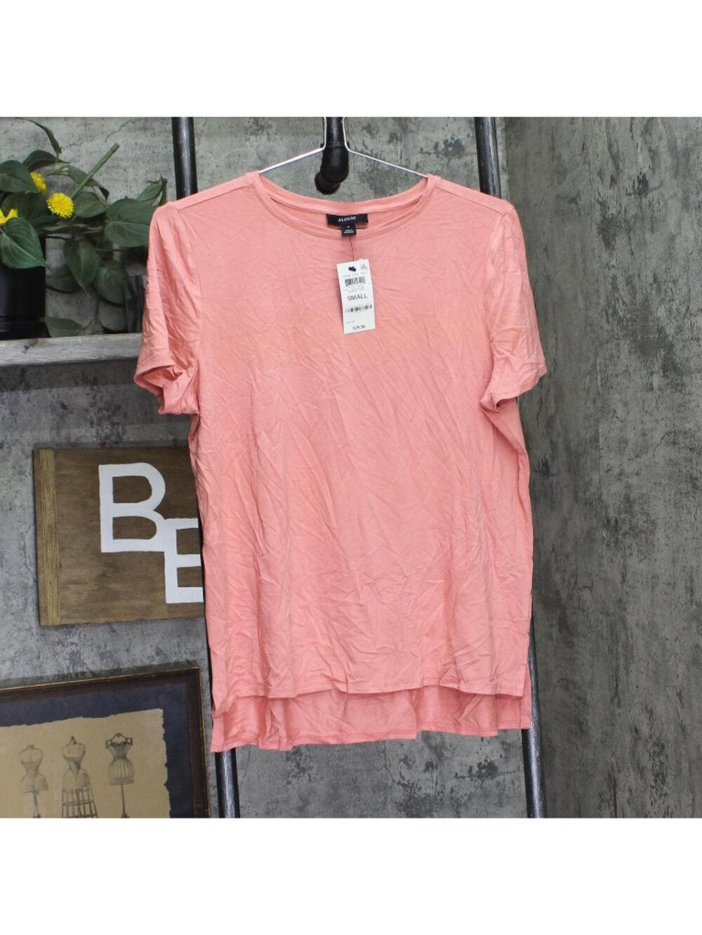 Alfani Womens Knit Crewneck T-Shirt 100128244MS Sunrise Coral Pink S